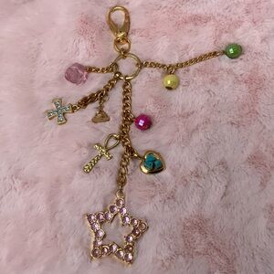 Gold and Pink Charm Keychain